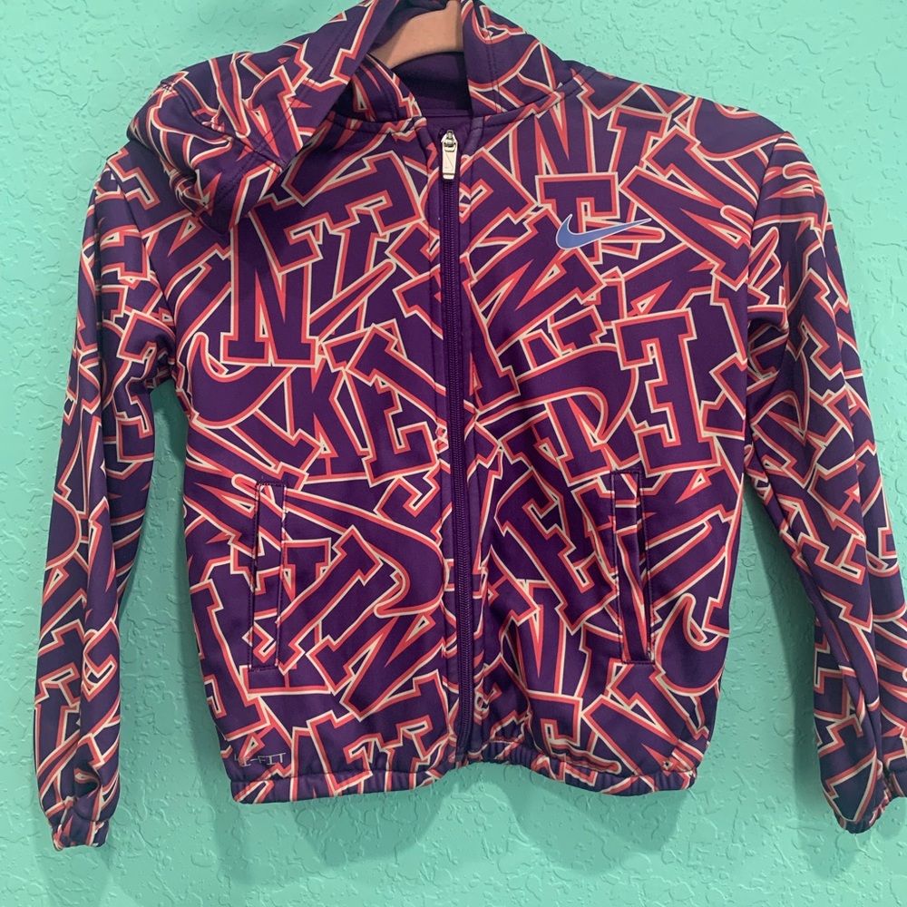 Nike Kids Purple Graphic Zip Jacket with Pink Accents 6X Drifit girls track
90s